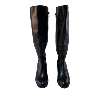 Aqua Diva Black Leather Waterproof Over The Knee Boots Size 7 Block Heel NWOB